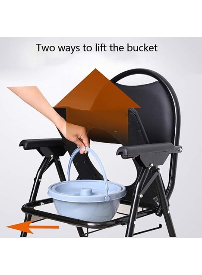 كرسي مرحاض (حمام )كبير لكبار السن  قابل للطي مع وسادة مقعد ومرحاض مغطى، مقعد مرحاض متنقل - Image 4